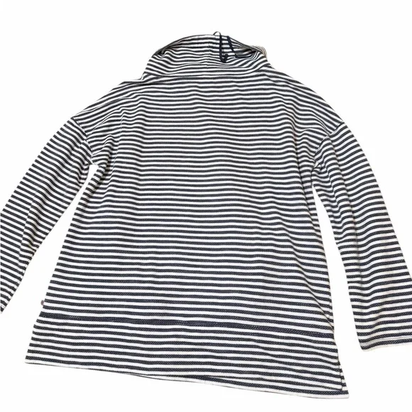 💙TALBOTS STRIPED COWL NECK Striped Navy and White Pullover - Picture 7 of 11